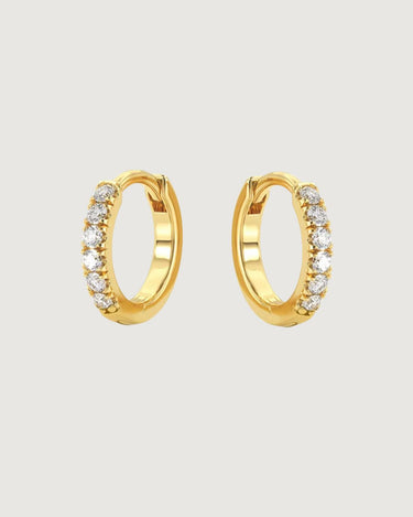 CRYSTAL HUGGIE HOOP EARRINGS 8MM 18K GOLD PVD - STUDIO JO STORE